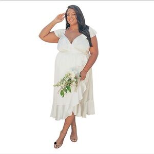 Fashion Nova Dress Whitney Ivory Ruffle Wrap Dress Plus Size Dress Size 2X